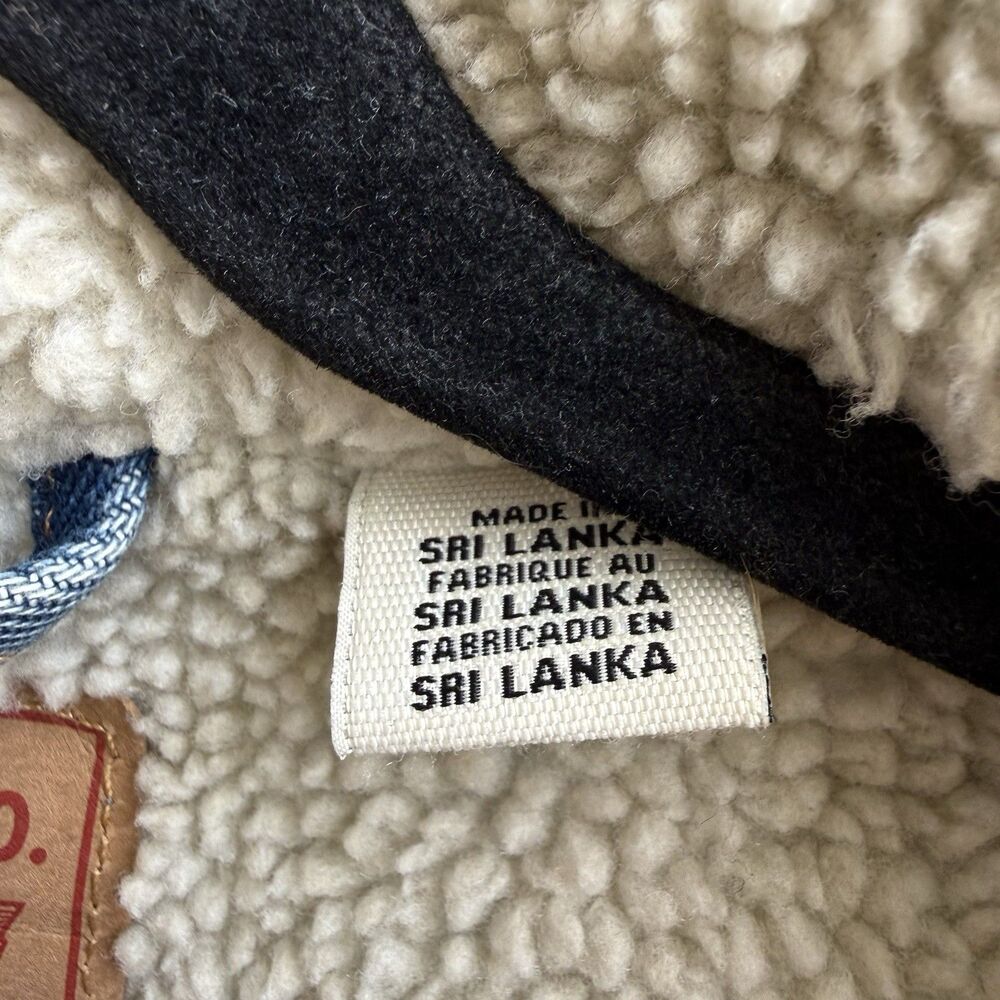 Levi's Light Blue Sherpa Lined Denim Trucker Jean Jacket Snap Closure Size L - Picture 8 of 10